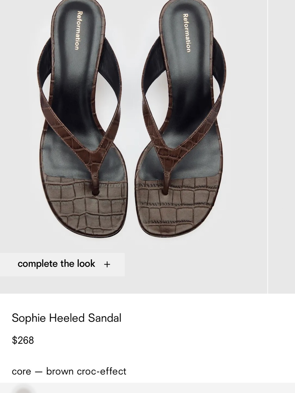 Reformation Sophie Heeled Sandal — Brown Croc